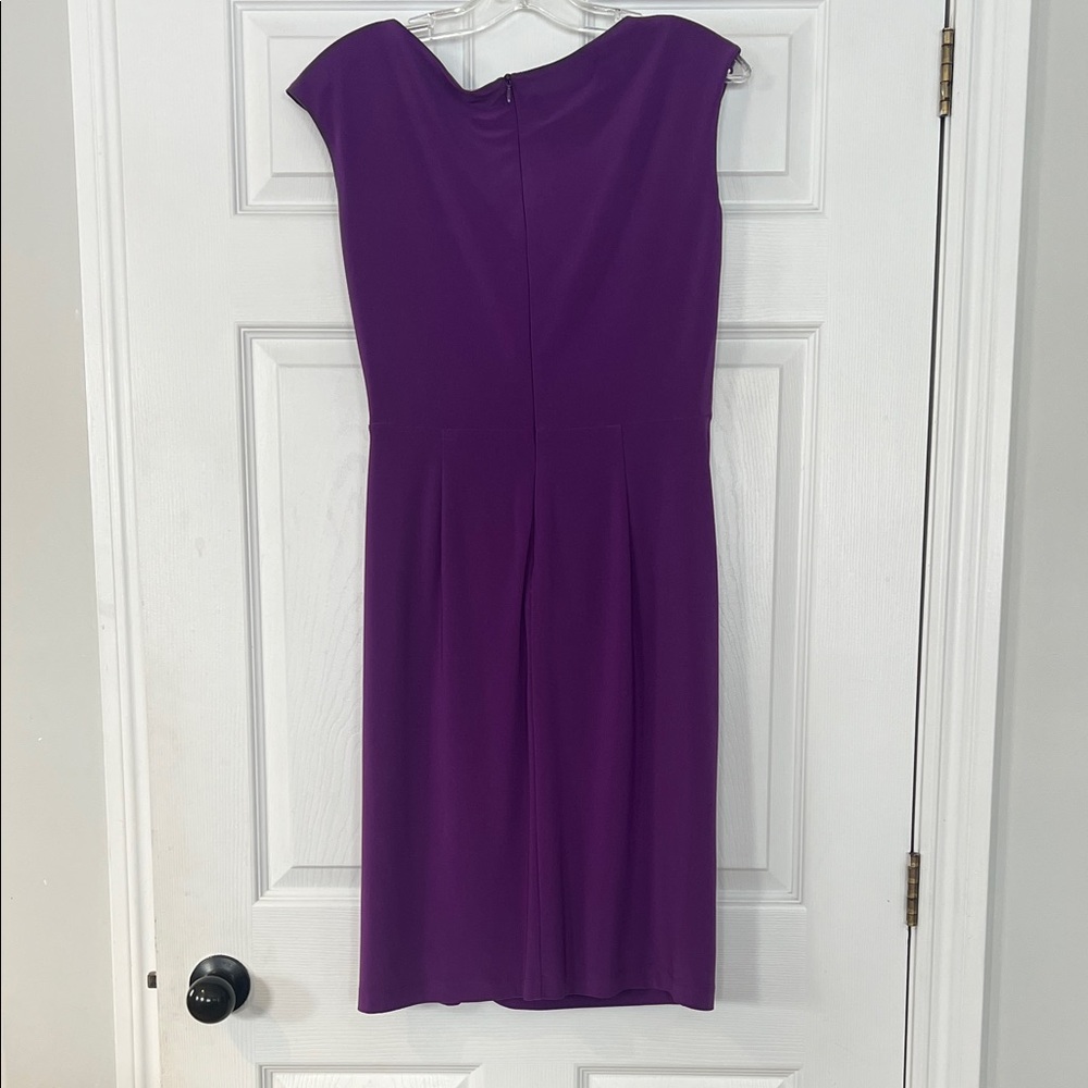 Jones & Co Sleeveless Purple Midi Dress with Rosette Accent - Picture 4 of 4